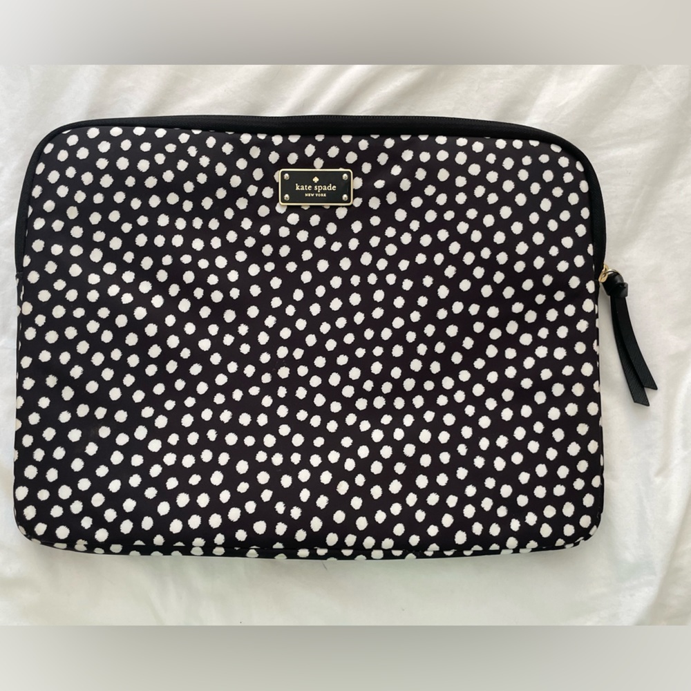Kate Spade Blake Avenue Musical Dots Laptop Sleeve 13" Black White Dots